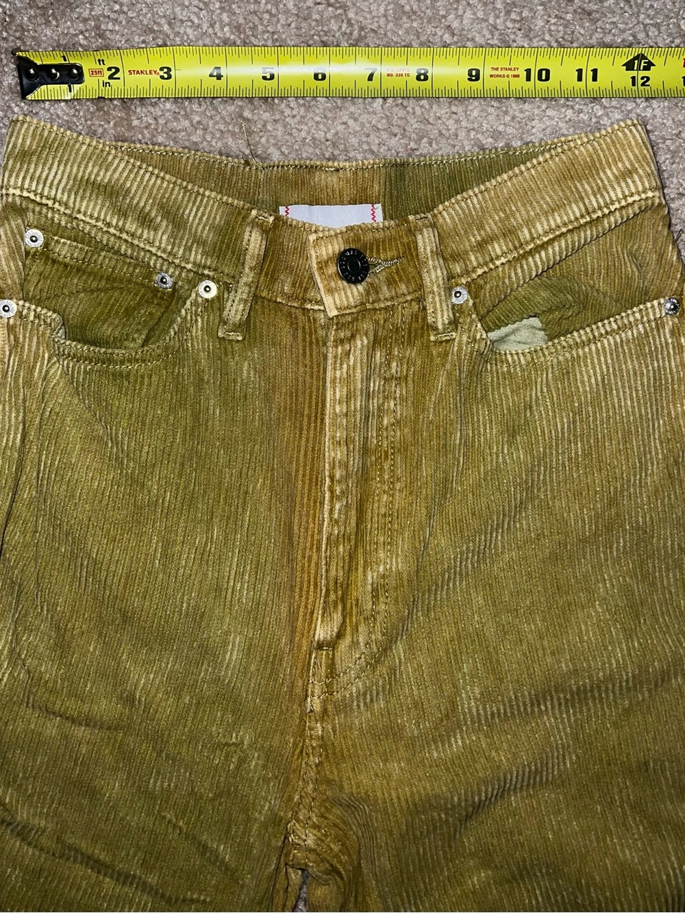 BDG Yellow/Olive Green Corduroy Jeans 24 - Picture 8 of 8